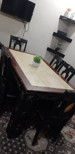 Marble Dining table with 6 chairs