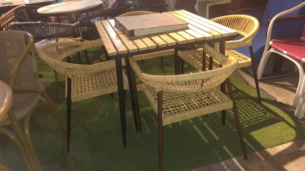 Rope Outdoor Dining Set With Wooden Top Table 5 Pcs 1