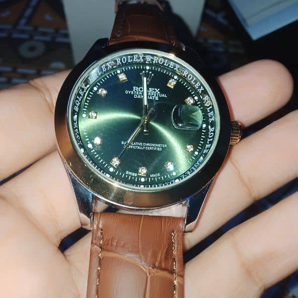 Rolex leather strap men's watch 3