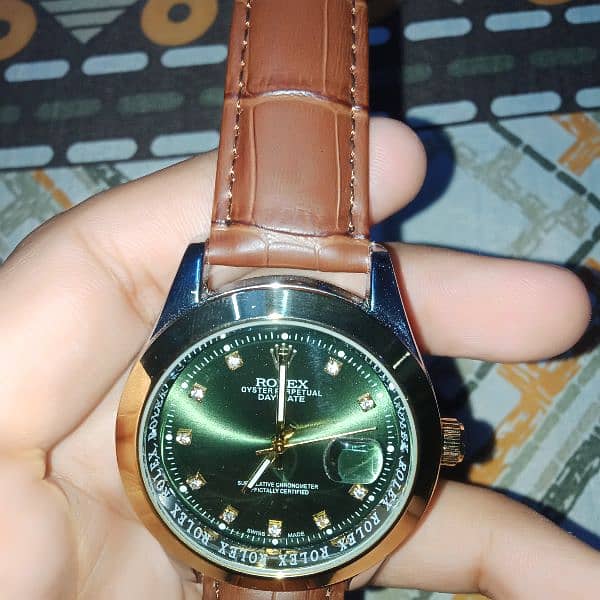 Rolex leather strap men's watch 4