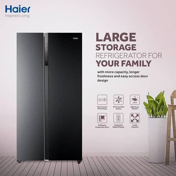 Haier HRF-622IBS - 22CFT - Side by Side Digital Inverter Refrigerator 1