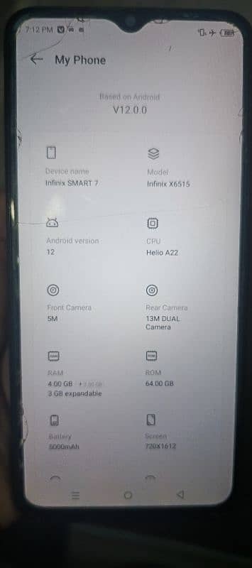 Infinix smart 7.4+3 gb ram.  64 gb rom 1