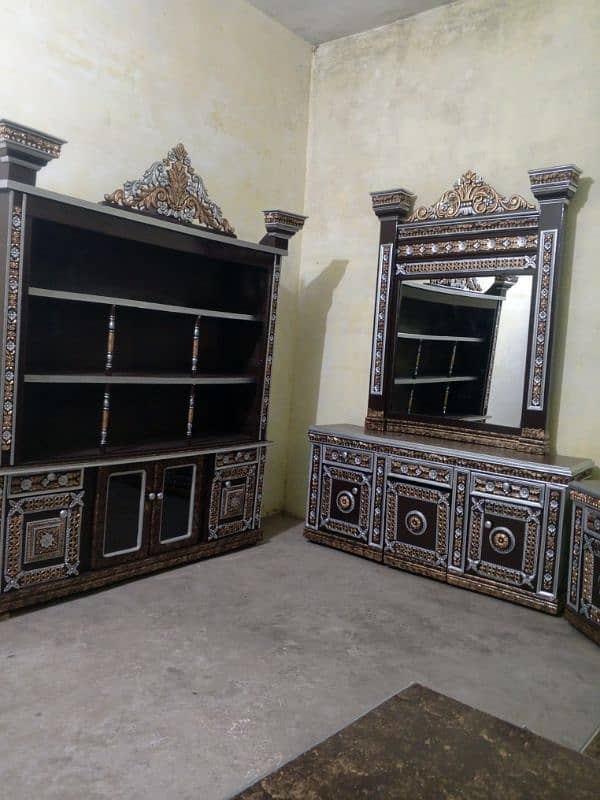 solid heavy complete bed set furniture for sale in Lahore 2