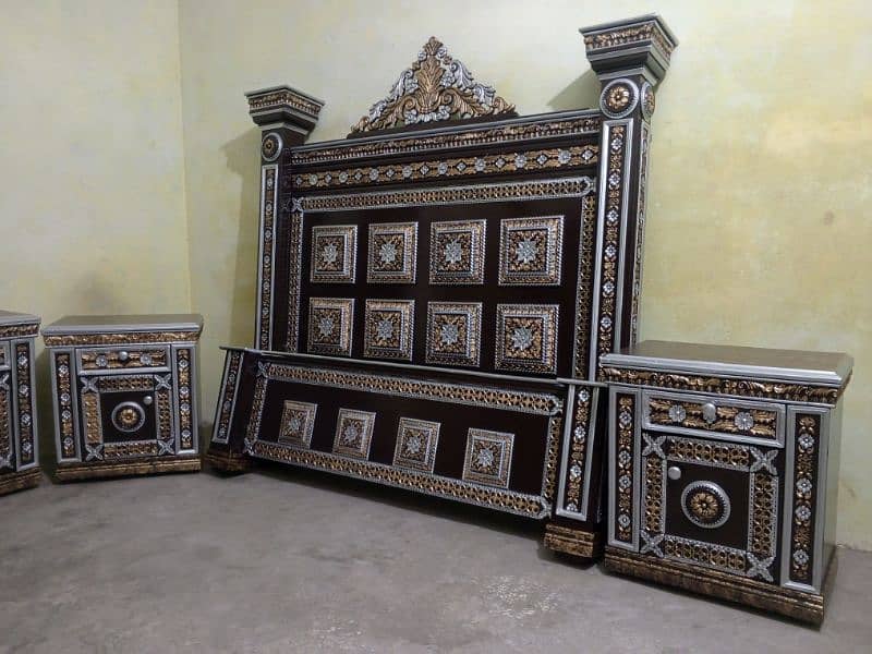 solid heavy complete bed set furniture for sale in Lahore 6