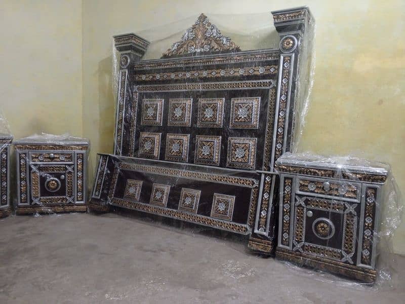 solid heavy complete bed set furniture for sale in Lahore 7