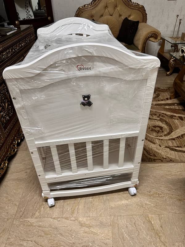 Brand New Tinnies White wooden Cot 1