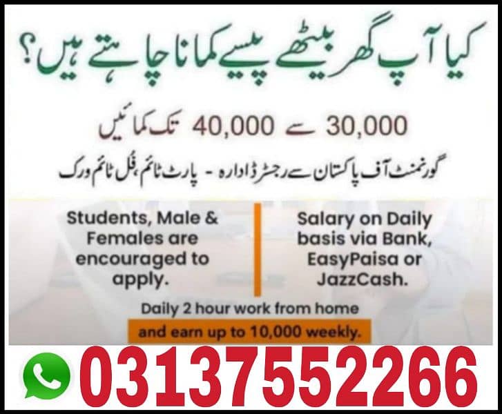 Online job/Part/full time/Student/teachers/House wife/job holders 0