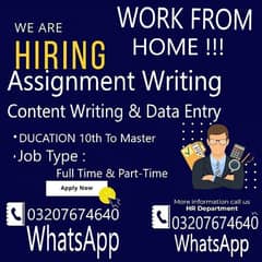 Urgent Jobs Data Entry, Assignment Writing, Content Write M/F