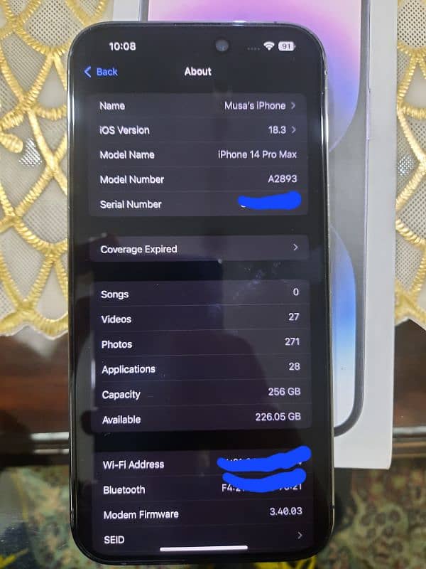 iphone 14 pro max 256gb BH 93% 7