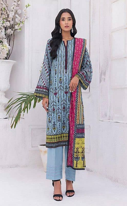 3PCS Women Unstitched suit Printed For Women 4