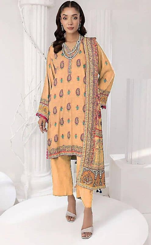 3PCS Women Unstitched suit Printed For Women 14