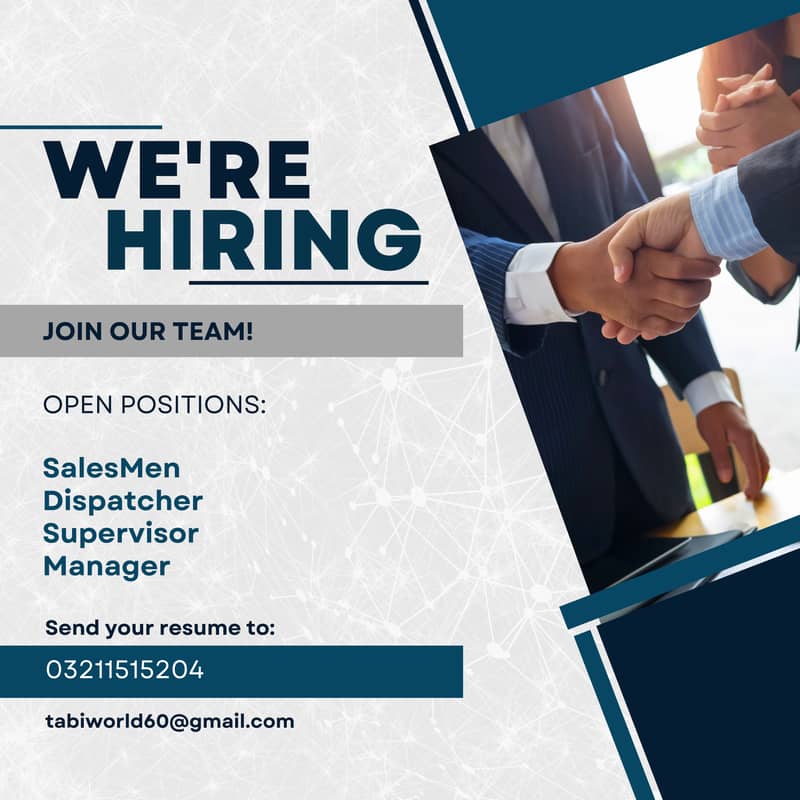 We Are Hiring – Sales & Dispatch Jobs Available! 0