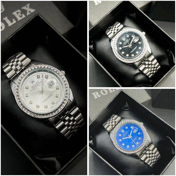 Aa1 Rolex Quartz Stylish Stone Watch Adjustable Silver (03166285006) 0