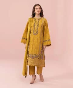 3 Pcs Women's Unstitched Lawn Embroidered Suit