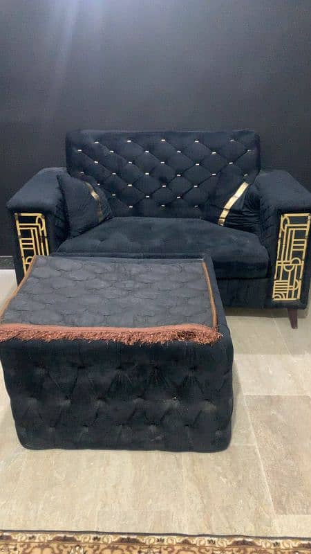 black velvet sofa set 4 seater with square table 1