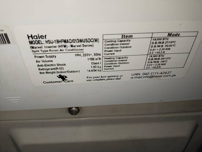 HAier 1.5 ton dc inverter H18hfmG (0306=4462/443) wwoowset 5