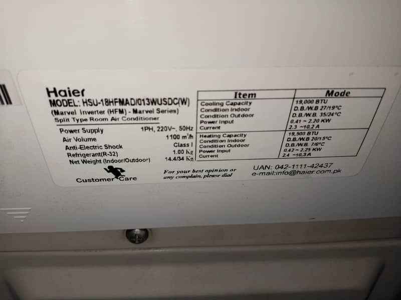 HAier 1.5 ton dc inverter H18hfmG (0306=4462/443) wwoowset 6