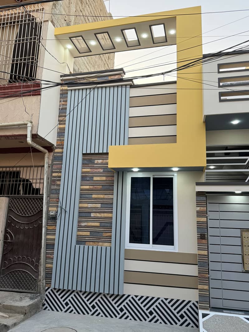 One Of The Luxurious & Ultra Modern Architect  120 sq yd SINGLE STORY leased banglow for sale at prime location vip block 5 of SAADI TOWN  (load shedding free block) 4