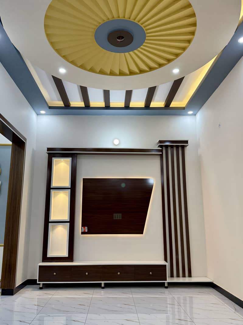 One Of The Luxurious & Ultra Modern Architect  120 sq yd SINGLE STORY leased banglow for sale at prime location vip block 5 of SAADI TOWN  (load shedding free block) 13