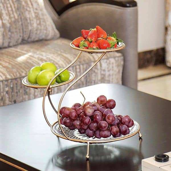 Stylish Golden Metal Fruit And Dryfruit Basket 0