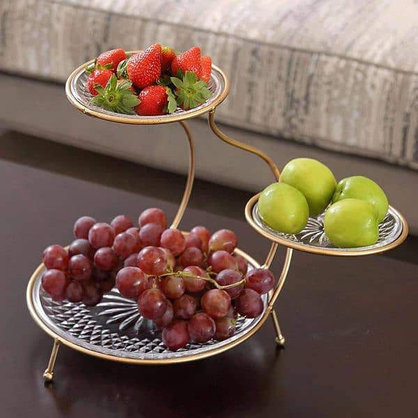 Stylish Golden Metal Fruit And Dryfruit Basket 1