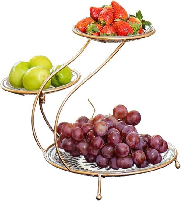 Stylish Golden Metal Fruit And Dryfruit Basket 3