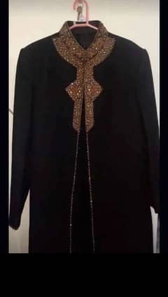 Shadi Black Sherwani with Red Kulla and Kurta Pajama