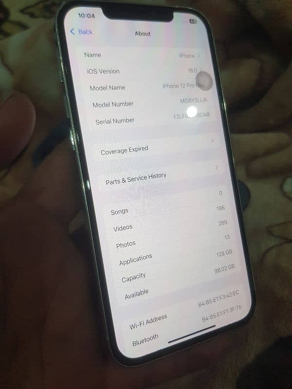 i phone 12pro max non pta jv 128g  full okay phone bai call or whatsap 10