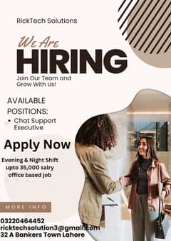 Hiring Male & Female Staff for customer support