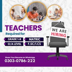 Hiring Teachers / HOME TUTOR REQUIRED/TUTOR JOB/