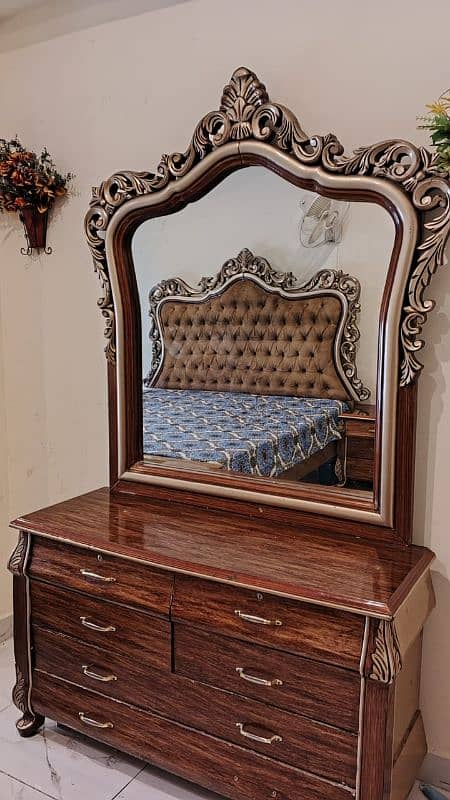 wooden king-size bed,dressing, and side tables 5