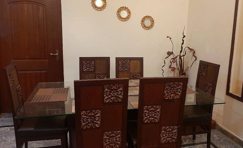 solid wooden dining with 6 chairs 0