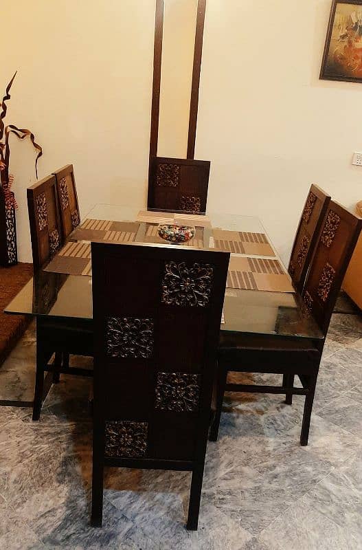 solid wooden dining with 6 chairs 1
