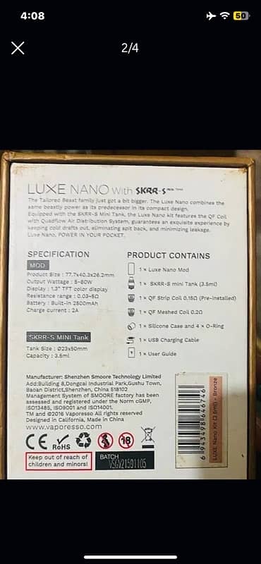 Vape luxe nano skrr’s mini 2