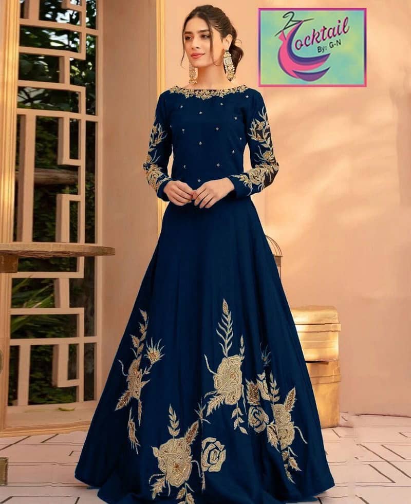 1 Pc Women's Stitched Embroidered Maxi | Elegant Silk Party & Eid Wea 4