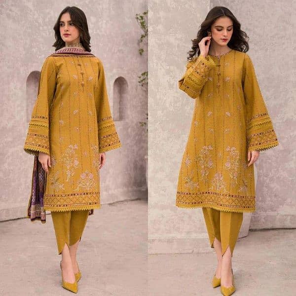 3pcs woman's stitched Embroidery suit 1