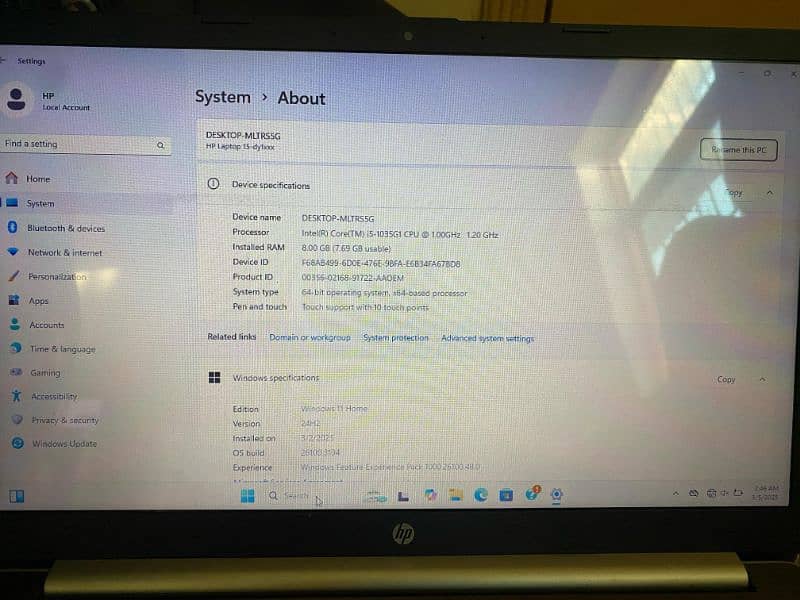 hp i5 10G1 touch screen 8/256GB 4