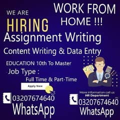 Urgent Jobs Data Entry, Assignment Writing, Content Write M/F.