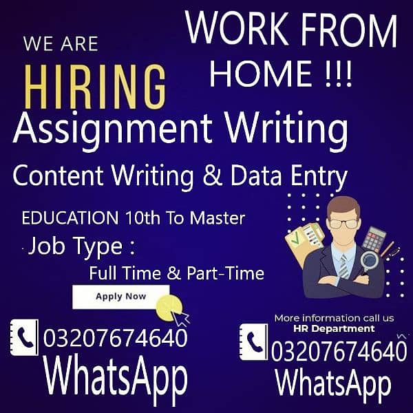 Urgent Jobs Data Entry, Assignment Writing, Content Write M/F. 0