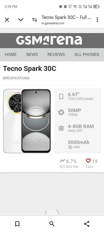 Tecno spark 30 c (6+6) 128gb (15 day used( 0