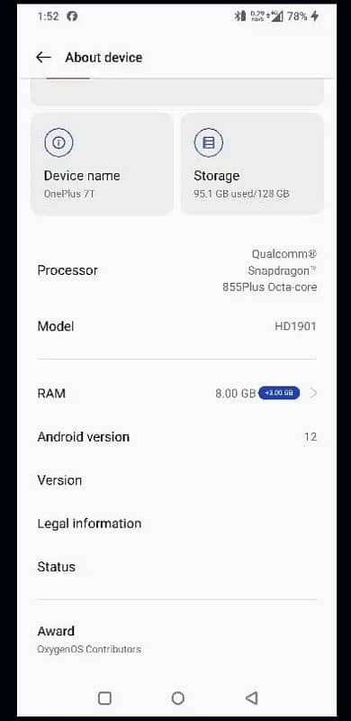 one plus 7t 8/128 5