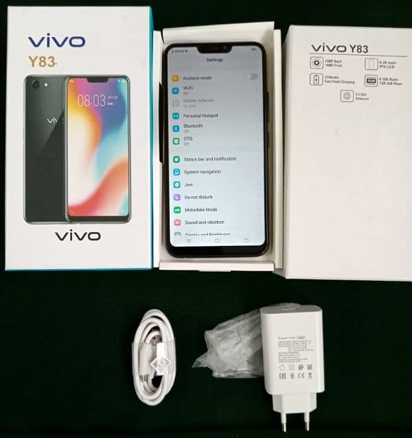 vivo y83" 6/128Gb" with Box charger new 2