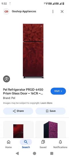 pel refrigerator 16cft red colored prism door.