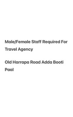 Customer Service Staff Required Male/Female