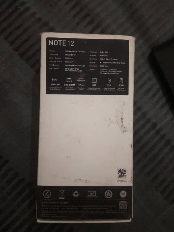 infinix note 12 6/128 10/9 with box 4