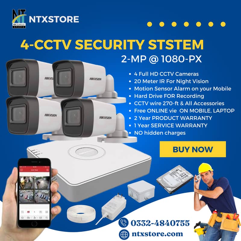 4 HIKVISION CCTV Camera Package Full HD 2-MP 0