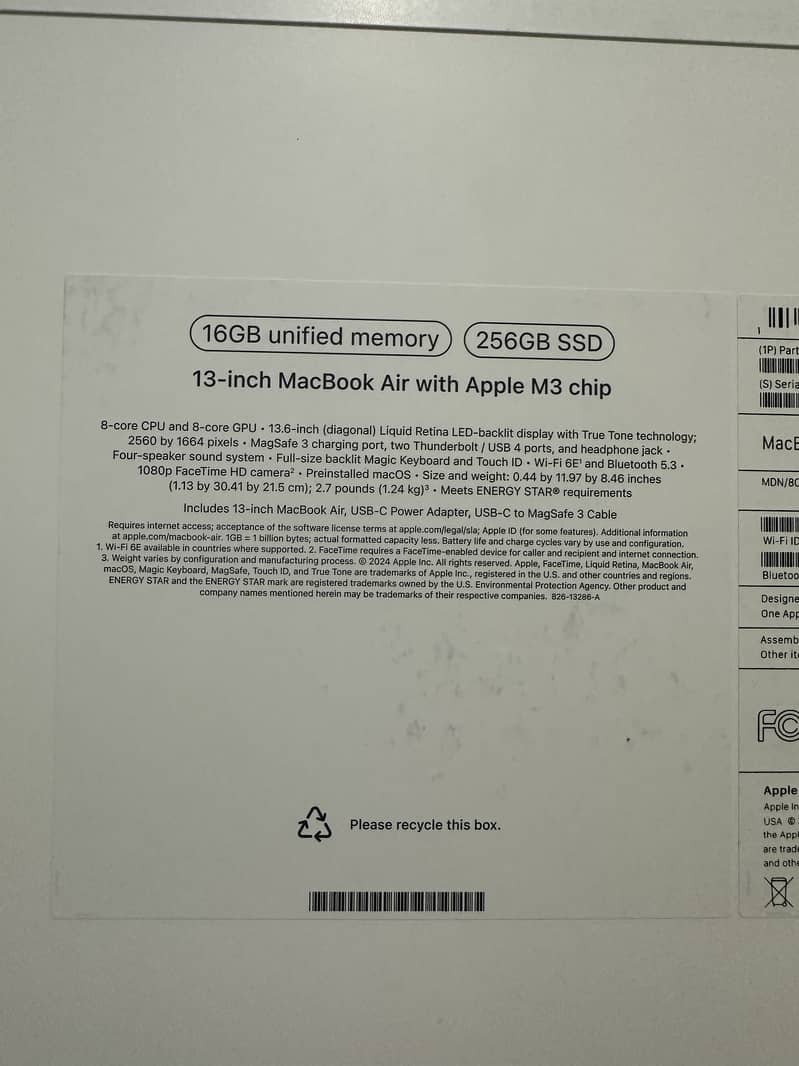 Macbook Air M1 M2 M3 13.6/15.3 inch 16/256 16/512 NEW BRAND SEALED USA 18