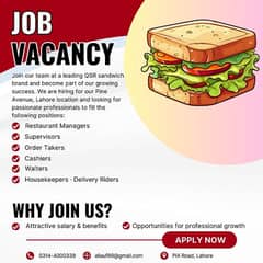 URGENTLY HIRING TEAM MEMBER'S AND SUPERVISOR FOR RESTAURANT