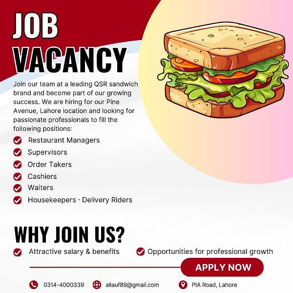 URGENTLY HIRING TEAM MEMBER'S AND SUPERVISOR FOR RESTAURANT 0