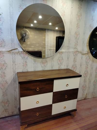 Dressing Table 6 drawers round mirror best quality